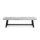 Outdoor Dining Bench | 63" Sandblasted Gray Slatted Seat | Black Legs