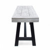 Outdoor Dining Bench | 63" Sandblasted Gray Slatted Seat | Black Legs