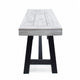 Outdoor Dining Bench | 63" Sandblasted Gray Slatted Seat | Black Legs