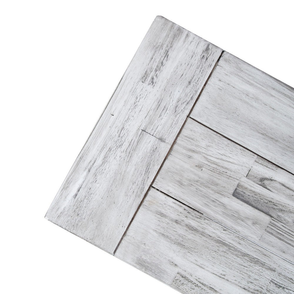 Outdoor Dining Bench | 63" Sandblasted Gray Slatted Seat | Black Legs