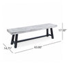 Outdoor Dining Bench | 63" Sandblasted Gray Slatted Seat | Black Legs