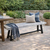 Outdoor Dining Bench | 63" Sandblasted Gray Slatted Seat | Black Legs