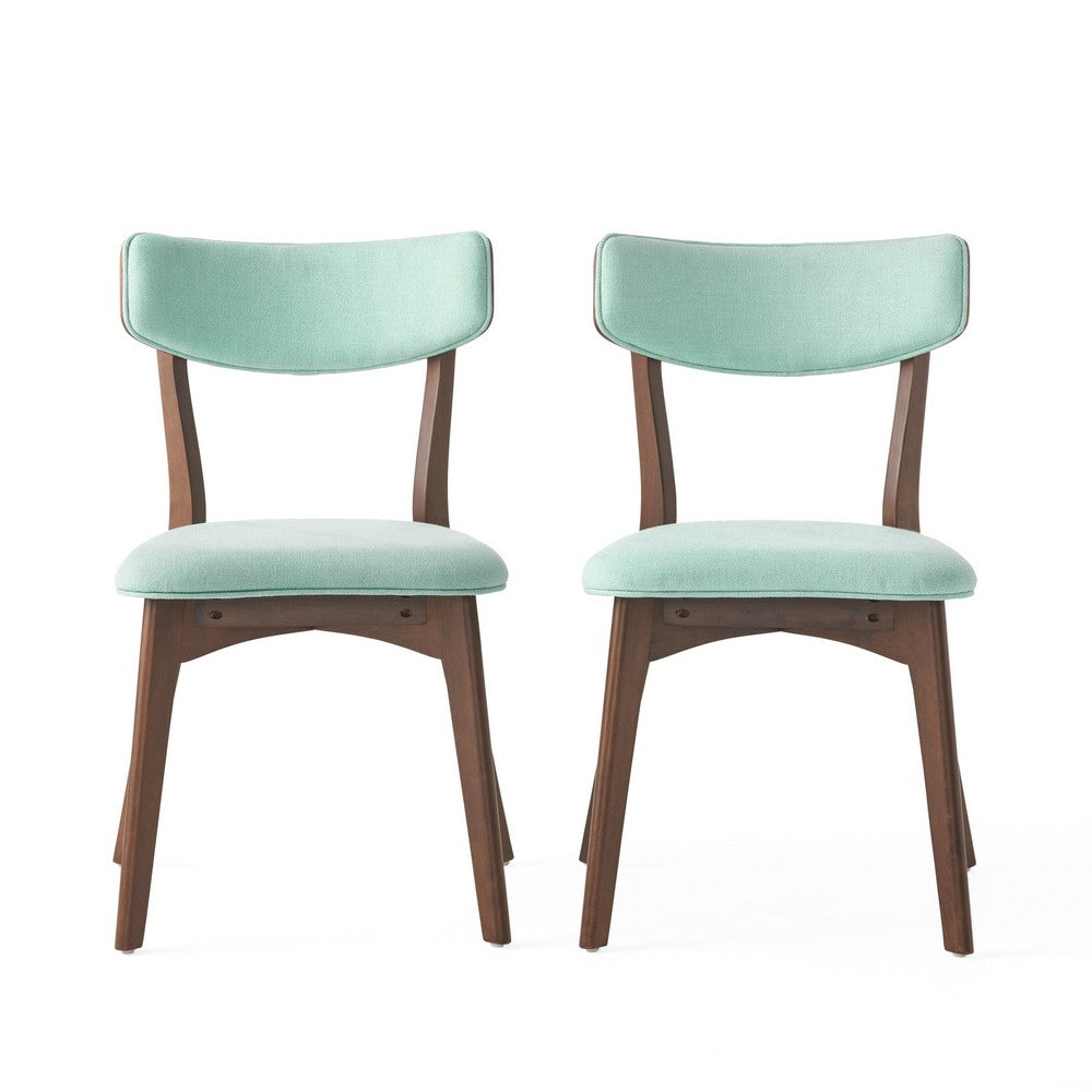 Bety Dining Side Chair Set of 2 | Midcentury Design | Mint Green Fabric