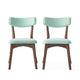 Bety Dining Side Chair Set of 2 | Midcentury Design | Mint Green Fabric