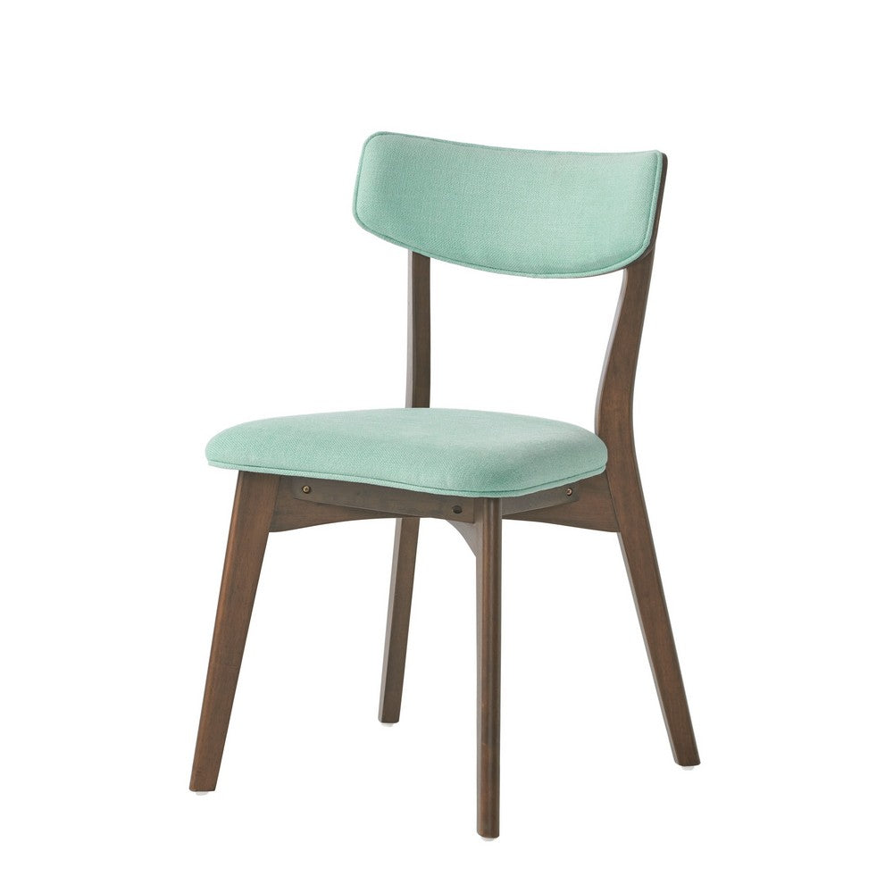 Bety Dining Side Chair Set of 2 | Midcentury Design | Mint Green Fabric