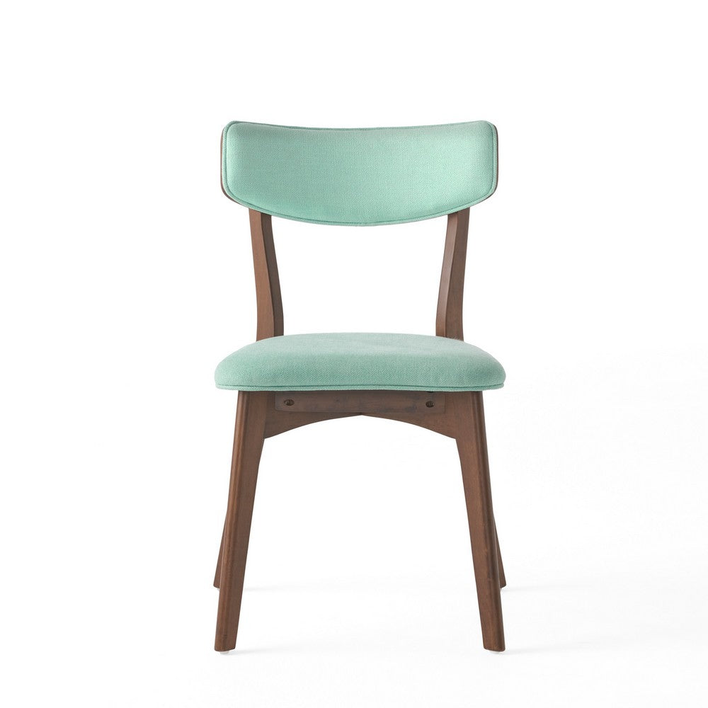 Bety Dining Side Chair Set of 2 | Midcentury Design | Mint Green Fabric