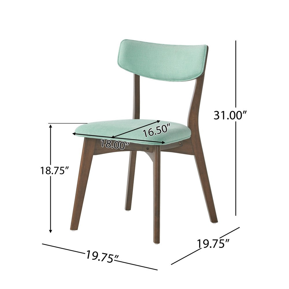 Bety Dining Side Chair Set of 2 | Midcentury Design | Mint Green Fabric