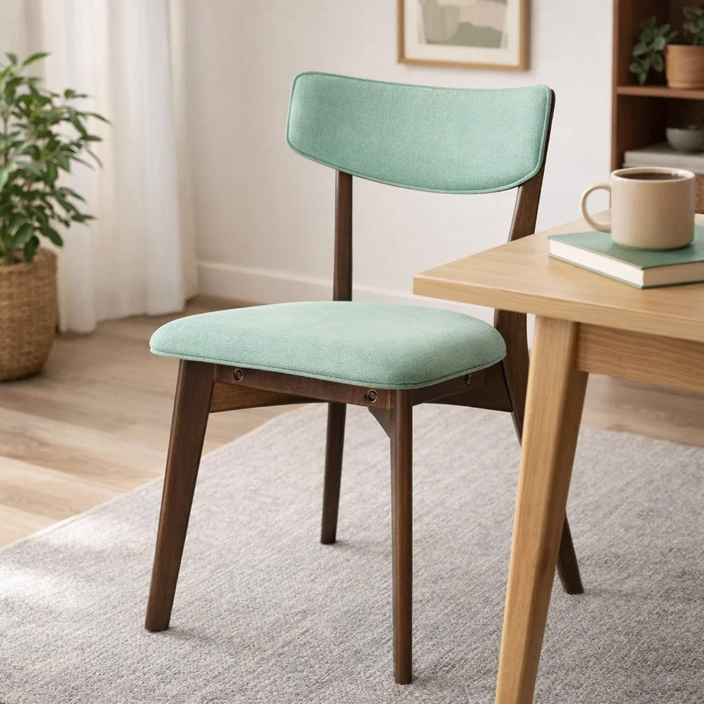 Bety Dining Side Chair Set of 2 | Midcentury Design | Mint Green Fabric