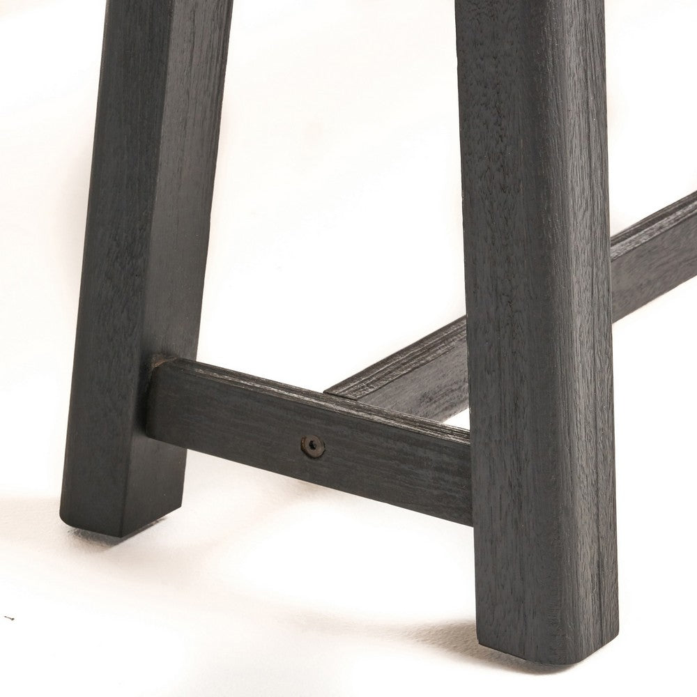 Outdoor Dining Accent Bench | 63" Teak Brown Seat | Black Bold Legs