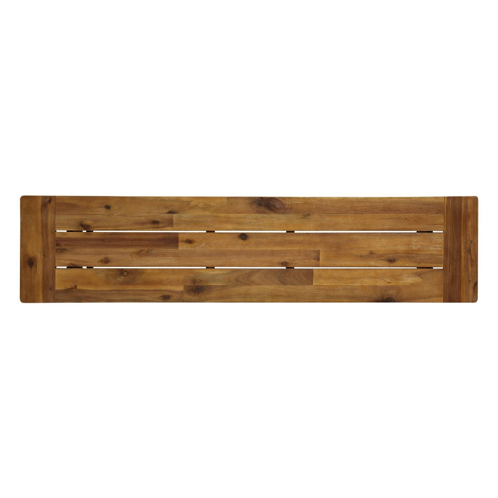 Outdoor Dining Accent Bench | 63" Teak Brown Seat | Black Bold Legs