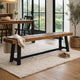 Outdoor Dining Accent Bench | 63" Teak Brown Seat | Black Bold Legs