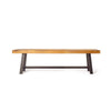 Outdoor Dining Bench | 63" Acacia Wood Seat with Black Metal Legs