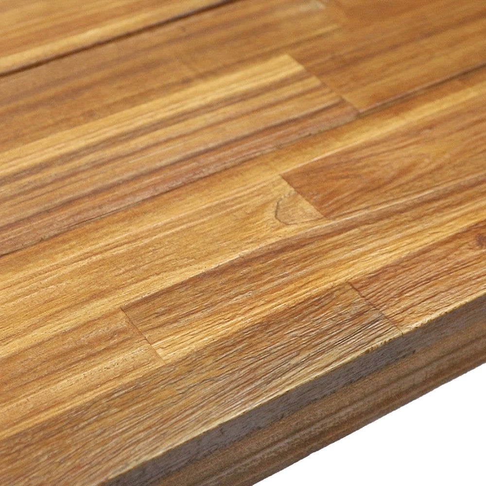 Outdoor Dining Bench | 63" Acacia Wood Seat with Black Metal Legs