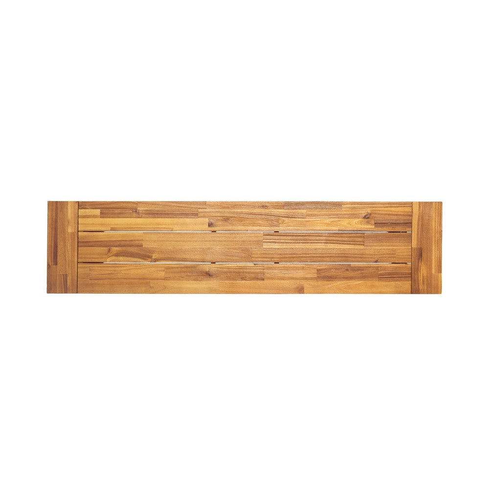 Outdoor Dining Bench | 63" Acacia Wood Seat with Black Metal Legs