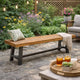 Outdoor Dining Bench | 63" Acacia Wood Seat with Black Metal Legs