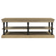 Bard Coffee Table | 55" Brown Veneer | 2 Tier Shelves | Black Metal Legs