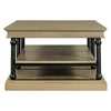 Bard Coffee Table | 55" Brown Veneer | 2 Tier Shelves | Black Metal Legs