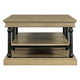 Bard Coffee Table | 55" Brown Veneer | 2 Tier Shelves | Black Metal Legs