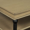Bard Coffee Table | 55" Brown Veneer | 2 Tier Shelves | Black Metal Legs