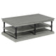 Bard Coffee Table | 55" Gray Veneer | 2 Tier Shelves | Black Metal Legs