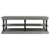 Bard Coffee Table | 55" Gray Veneer | 2 Tier Shelves | Black Metal Legs