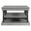 Bard Coffee Table | 55" Gray Veneer | 2 Tier Shelves | Black Metal Legs