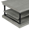 Bard Coffee Table | 55" Gray Veneer | 2 Tier Shelves | Black Metal Legs