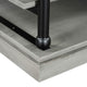 Bard Coffee Table | 55" Gray Veneer | 2 Tier Shelves | Black Metal Legs