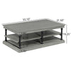Bard Coffee Table | 55" Gray Veneer | 2 Tier Shelves | Black Metal Legs