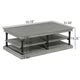 Bard Coffee Table | 55" Gray Veneer | 2 Tier Shelves | Black Metal Legs