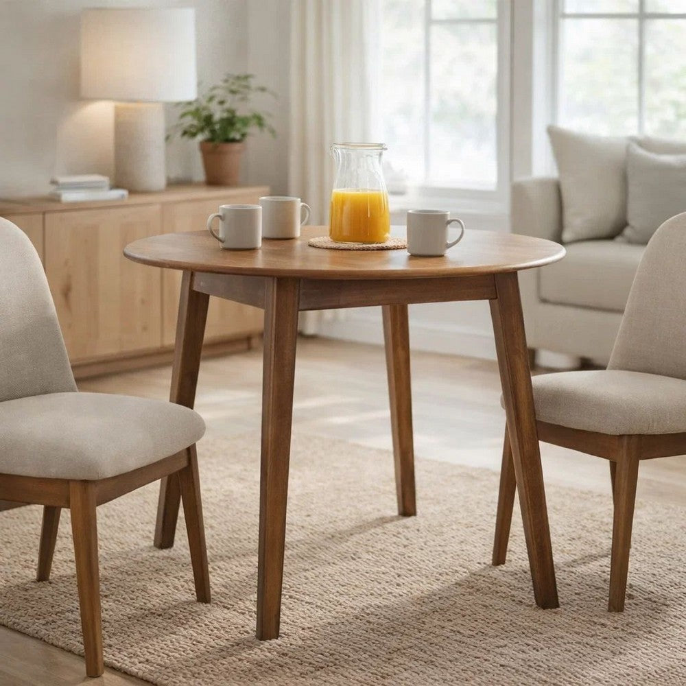 Bergi Dining Table w 2 Drop Leaves | 26-42" Round | Rustic Brown Wood