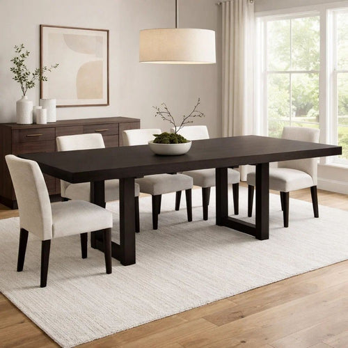 Nea Dining Table w Butterfly Leaf | 72-90" Rectangular | Gray Brown