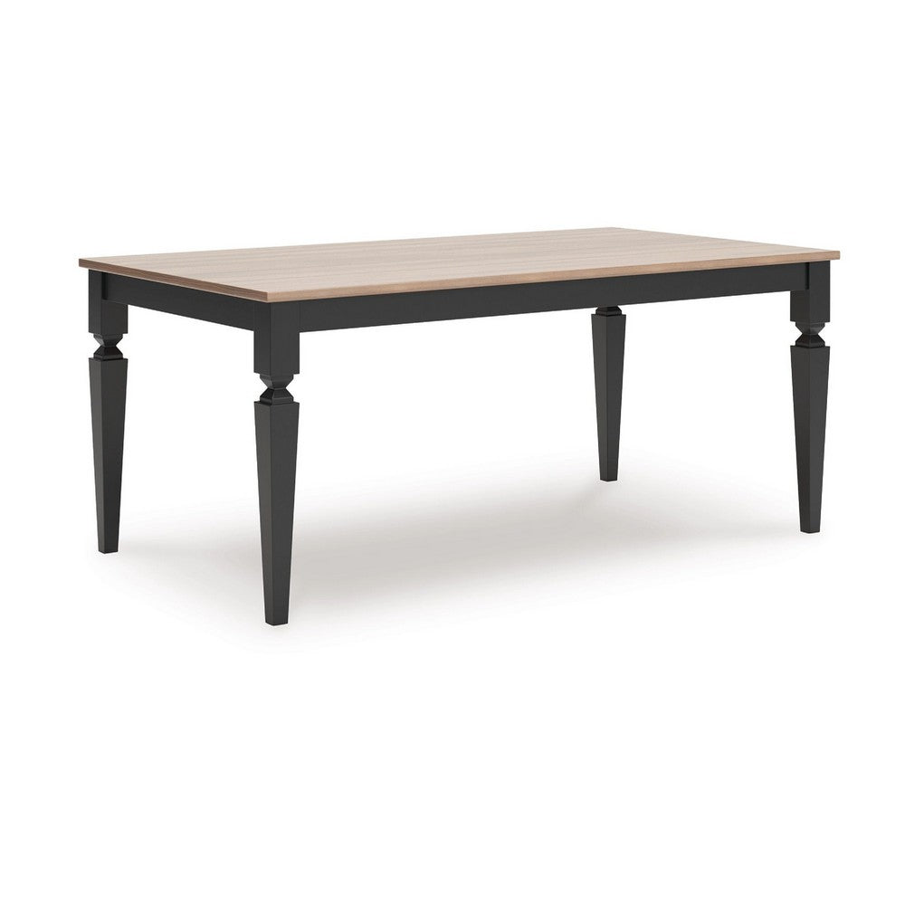Seci Dining Table | 72" Rectangular Gray Brown Top | Black Wood Legs