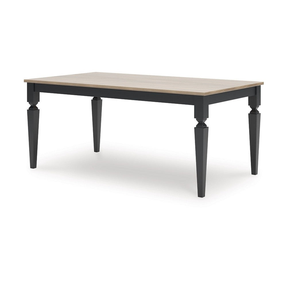 Seci Dining Table | 72" Rectangular Gray Brown Top | Black Wood Legs