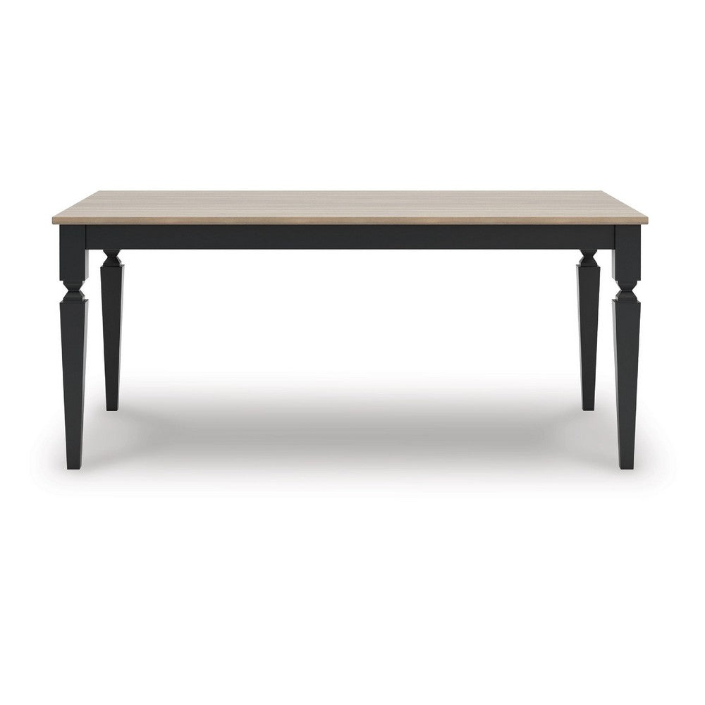 Seci Dining Table | 72" Rectangular Gray Brown Top | Black Wood Legs