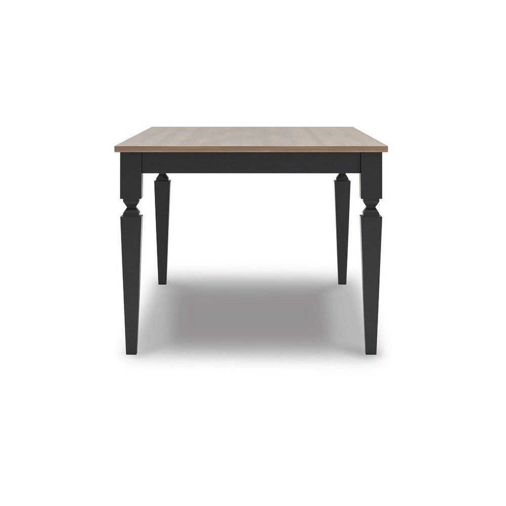 Seci Dining Table | 72" Rectangular Gray Brown Top | Black Wood Legs