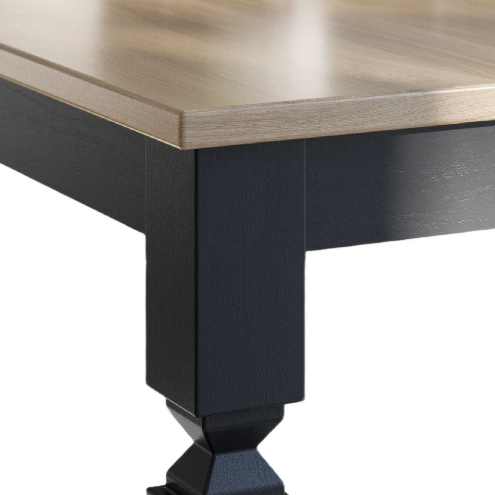 Seci Dining Table | 72" Rectangular Gray Brown Top | Black Wood Legs