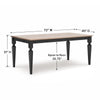Seci Dining Table | 72" Rectangular Gray Brown Top | Black Wood Legs