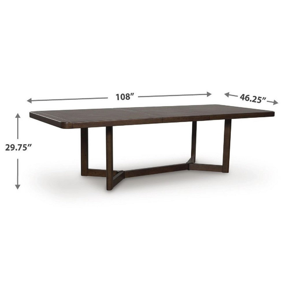 Dely Extension Dining Table | 84-108" Rectangular Top | Dark Brown Wood