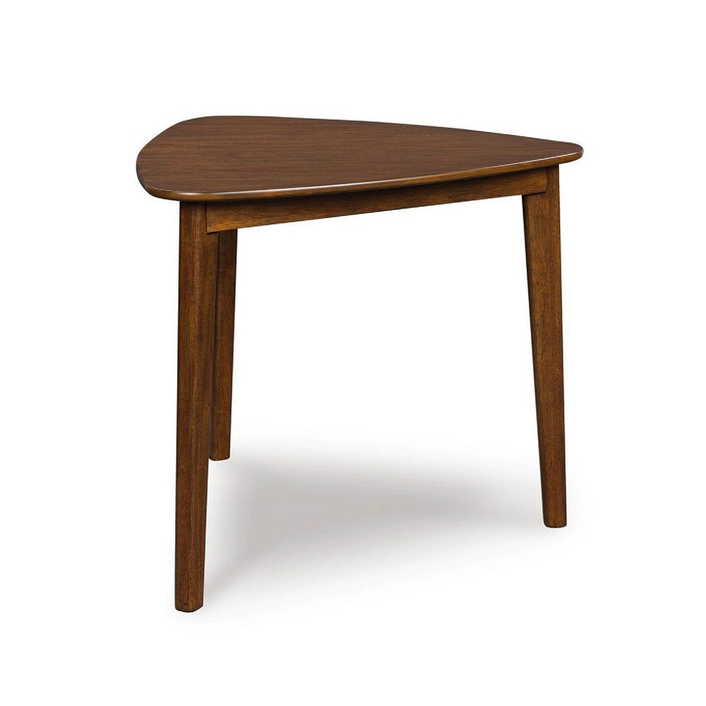 Dela Breakfast Dining Table | 35" Triangular Top | 3 Legs | Medium Brown