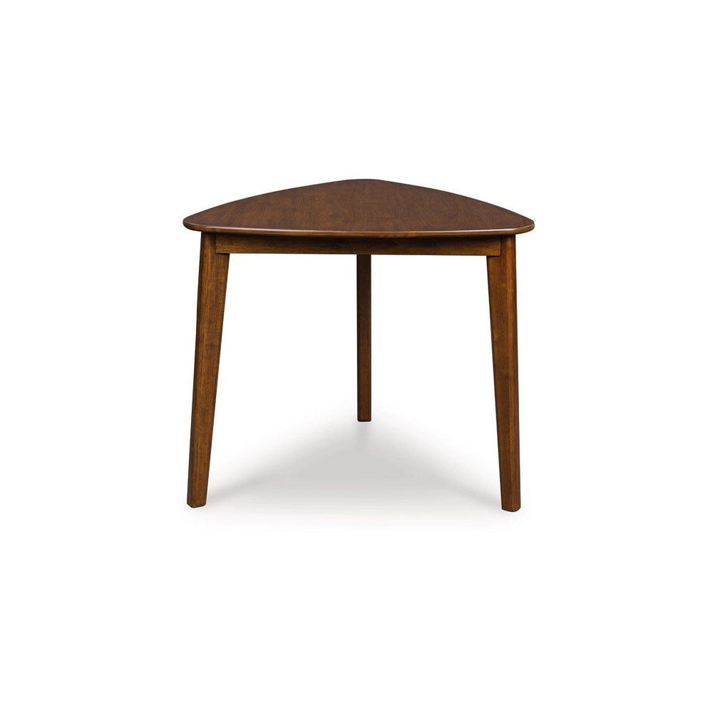 Dela Breakfast Dining Table | 35" Triangular Top | 3 Legs | Medium Brown
