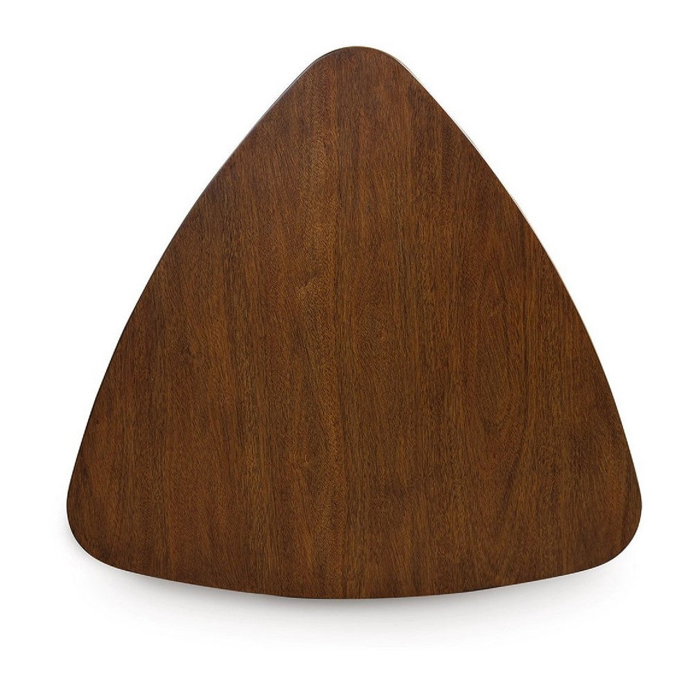 Dela Breakfast Dining Table | 35" Triangular Top | 3 Legs | Medium Brown