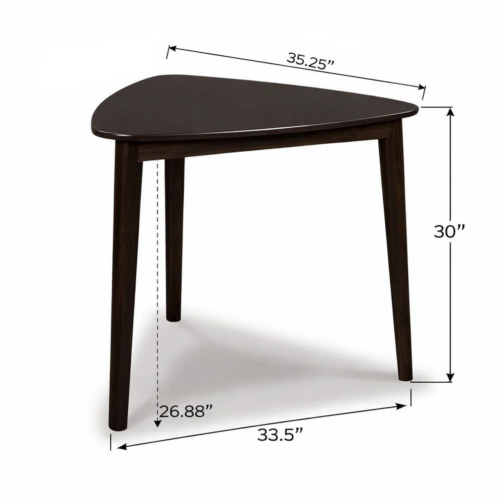 Maly Breakfast Dining Table | 35" Beveled Triangular Top | Merlot Red