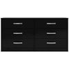 Finny Wide Dresser | 6 Drawers Nickel Handles | Plinth Base | Matte Black
