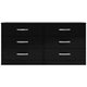 Finny Wide Dresser | 6 Drawers Nickel Handles | Plinth Base | Matte Black