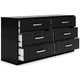 Finny Wide Dresser | 6 Drawers Nickel Handles | Plinth Base | Matte Black