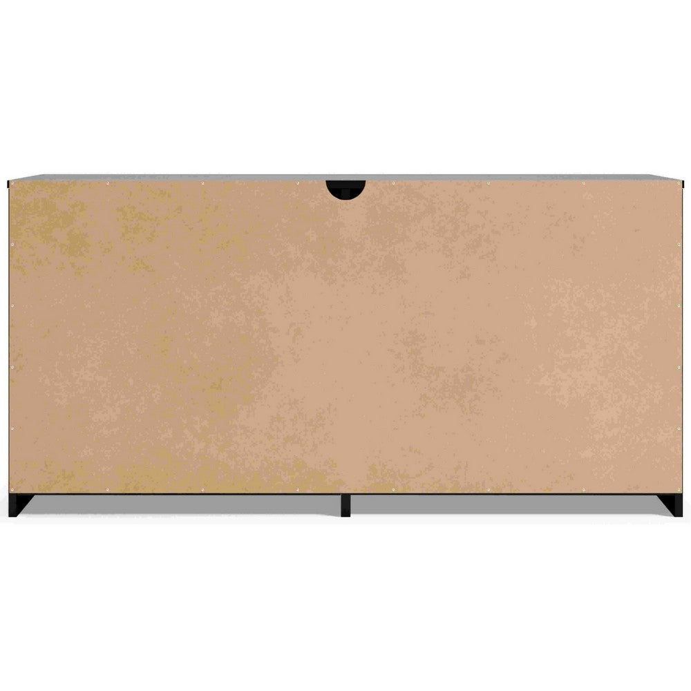 Finny Wide Dresser | 6 Drawers Nickel Handles | Plinth Base | Matte Black