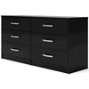 Finny Wide Dresser | 6 Drawers Nickel Handles | Plinth Base | Matte Black