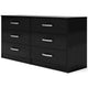 Finny Wide Dresser | 6 Drawers Nickel Handles | Plinth Base | Matte Black