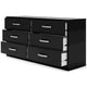 Finny Wide Dresser | 6 Drawers Nickel Handles | Plinth Base | Matte Black